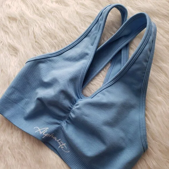 Alphalete Amplify Bra Blue Seamless Longline size S - Picture 6 of 10